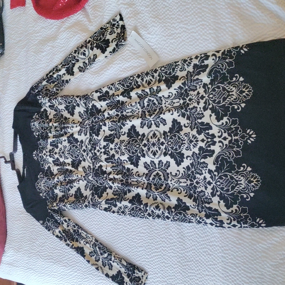 Maggy London Black and Ivory Dress